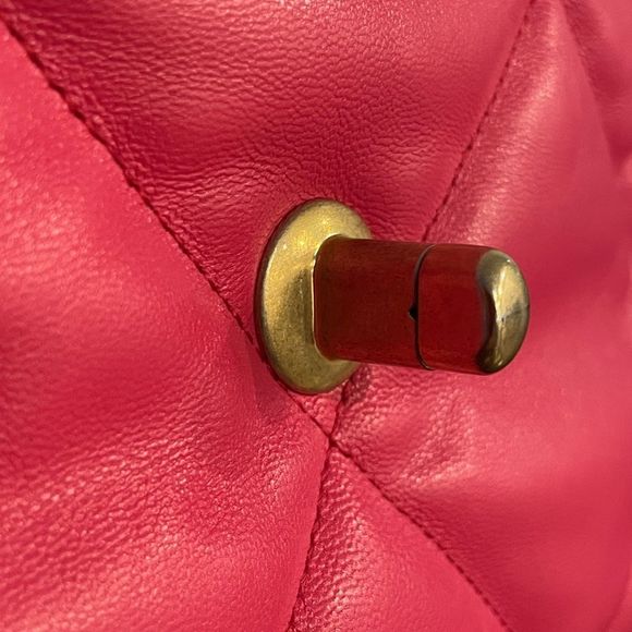Chanel 19 Flap Large Neon Pink Chain Bag Handbag Shoulder CC Quilted - Picture 10 of 17